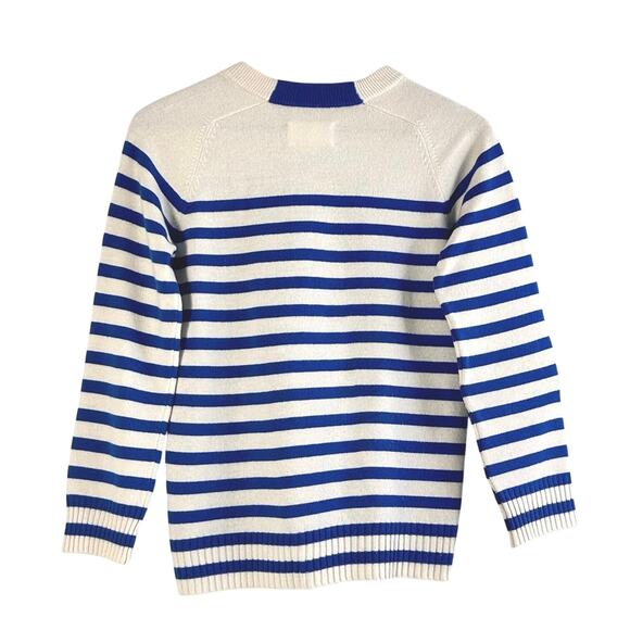 Zadig & Voltaire Lilo Bis Striped Sweater Dragon Motif Wool Cashmere Cream Blue - Picture 9 of 11